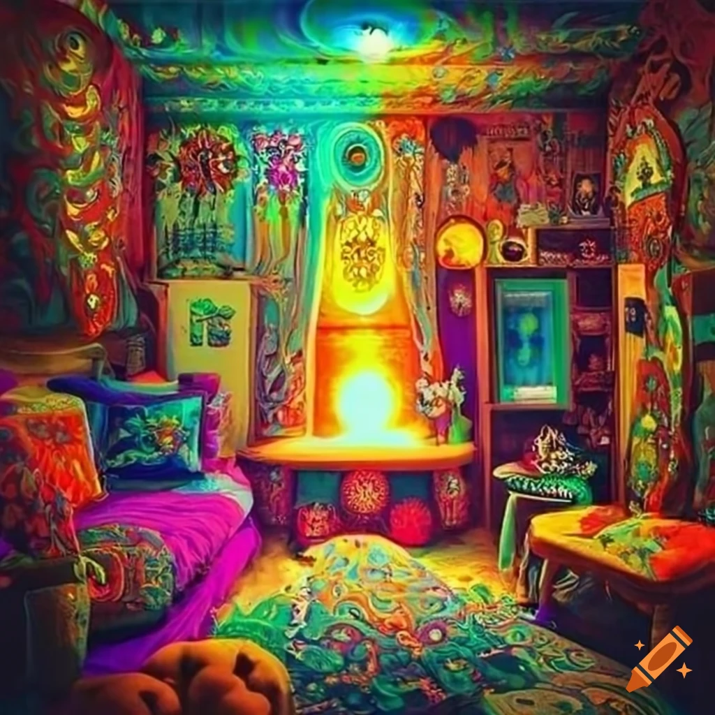 Colorful and cozy hippie room with a magical vibe