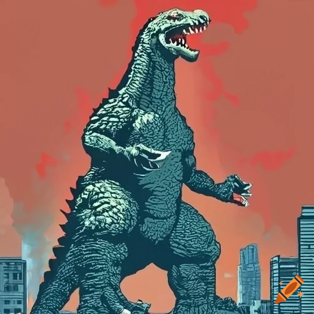GODZILLA in soviet propaganda posters style