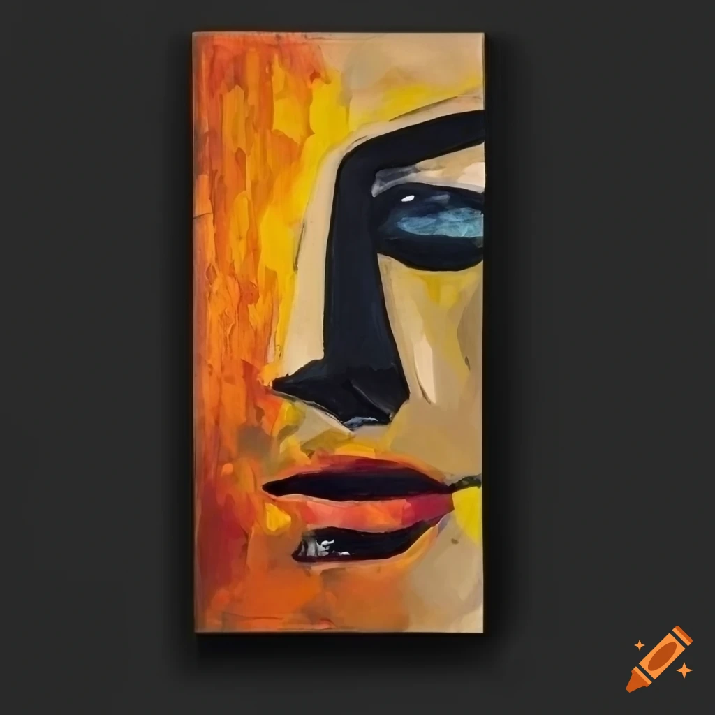Abstract knife painting with royal face in a combination of styles, in