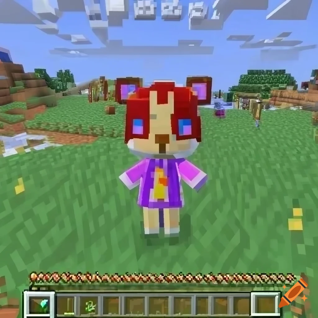 Animal crossing in minecraft screenshot on Craiyon