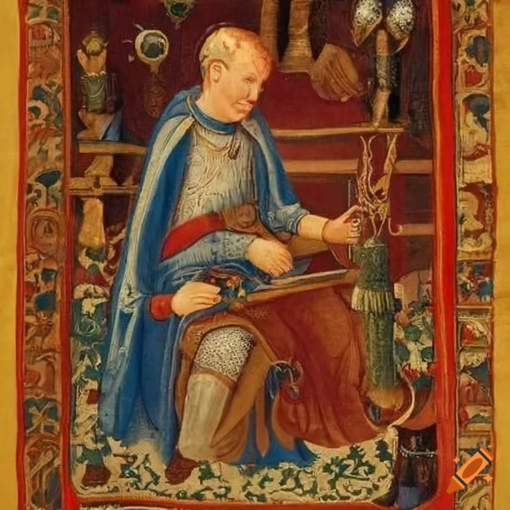 Medieval tapestry of feudal lord Stanley Knightenburg