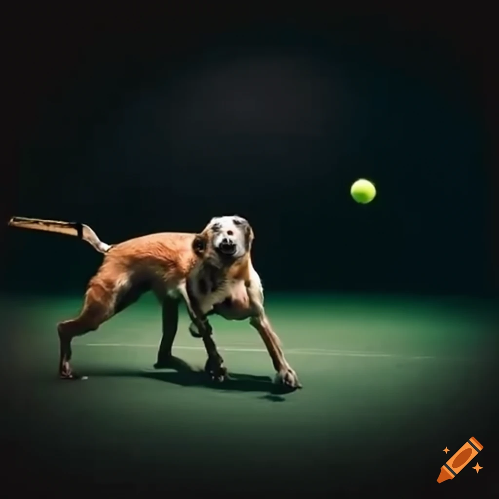 Dogs playing tennis on Craiyon