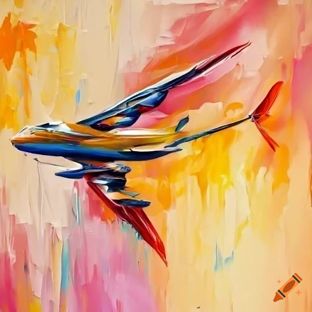 Abstract knife painting of an airplane on Craiyon