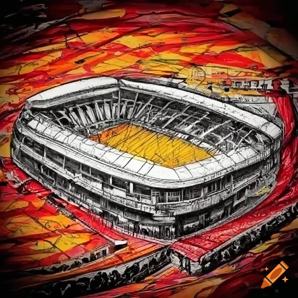 View of Estadio del Real Cartagena FC with cheering red and yellow fans