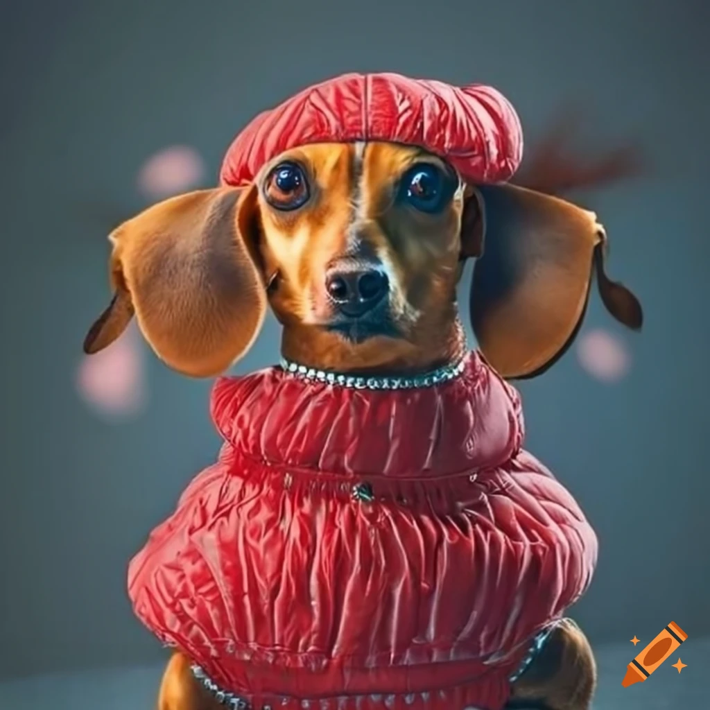 Posh wiener dog in a puffy jacket on Craiyon
