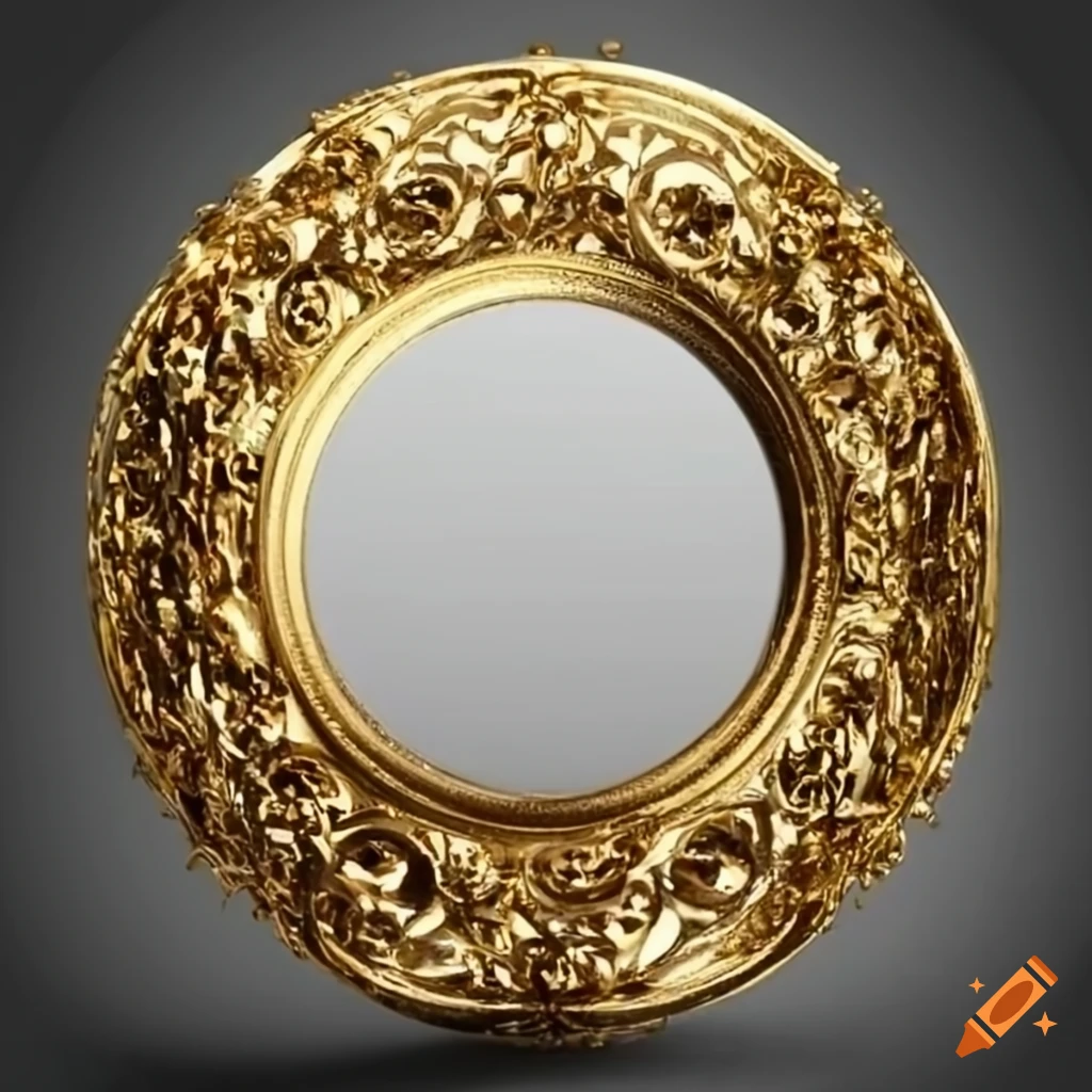 Small round gold picture frame on Craiyon