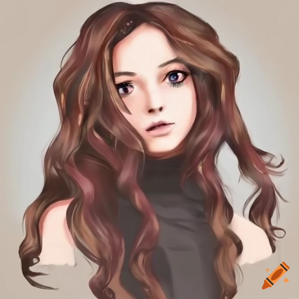 Girl with long dark brown hair in a dark academia style