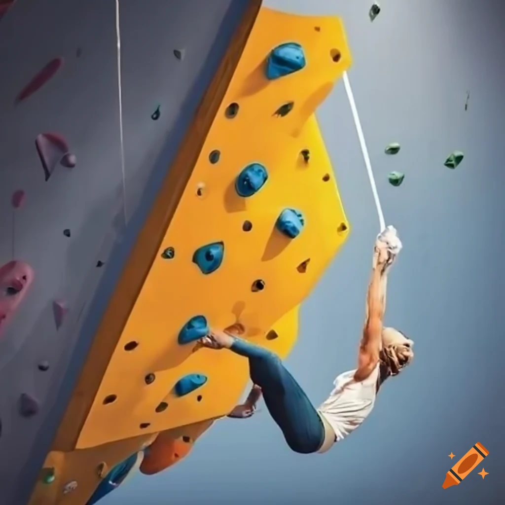Climbing gym with numerous holds at a 45 degree angle