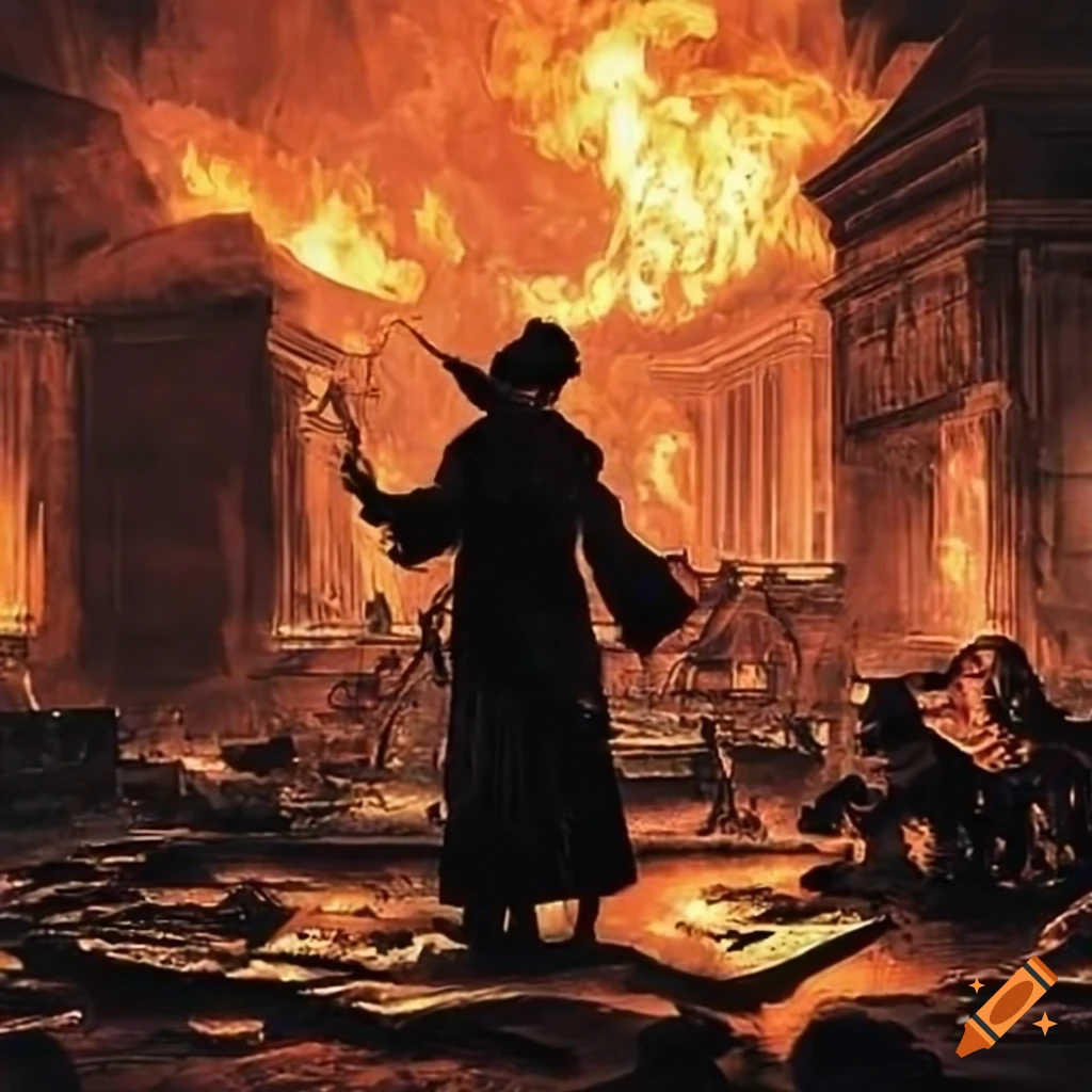 Symbolic illustration of the fall of governments and corporations in turmoil
