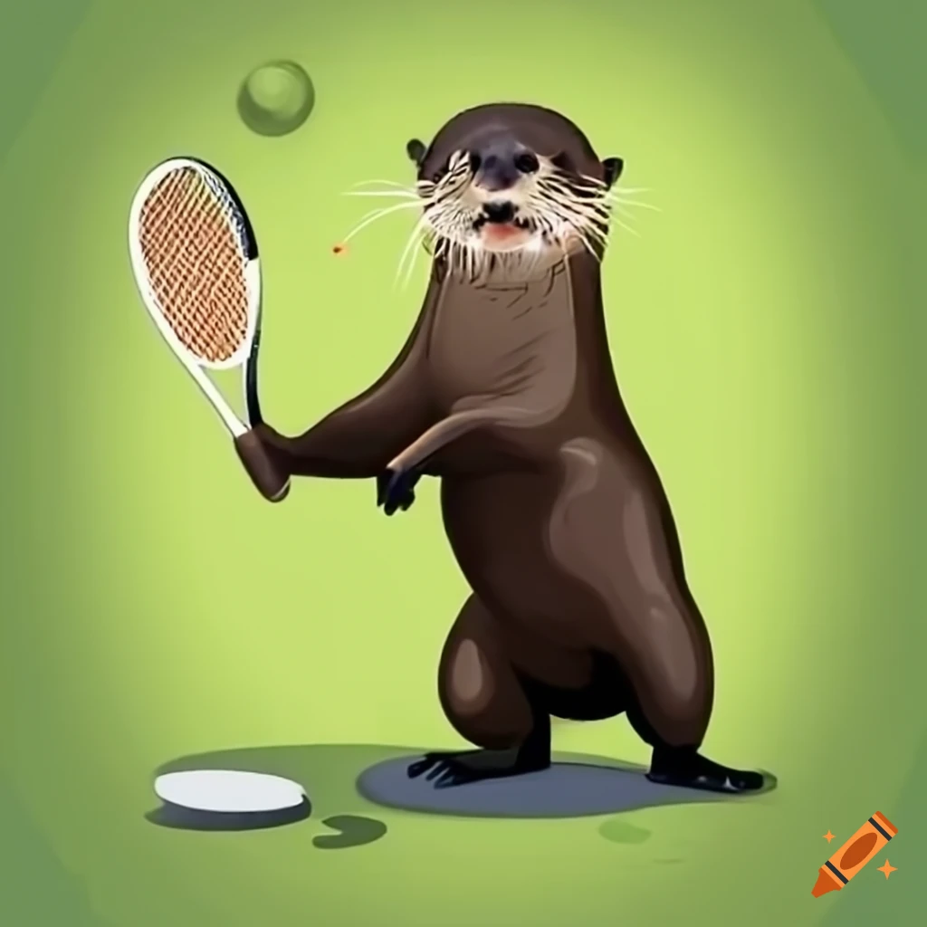 Otter playing tennis