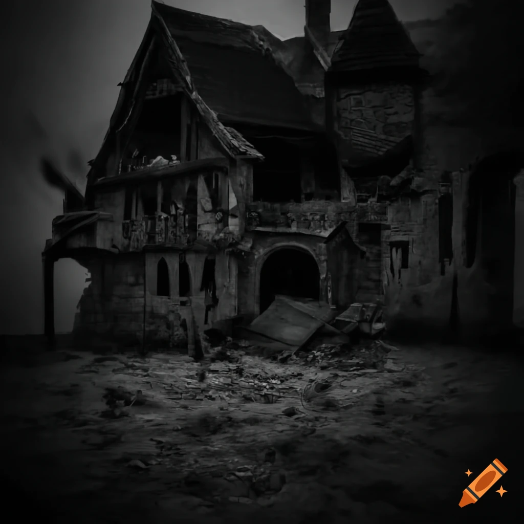 Creepy destroyed medieval manor