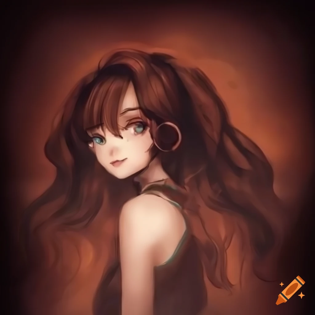 Girl with long dark brown hair in a dark academia style