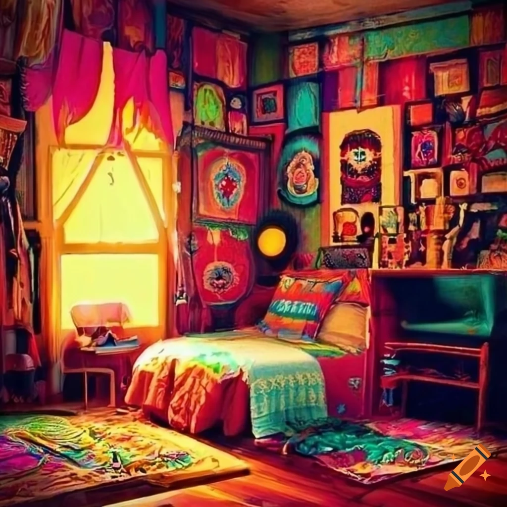Bohemian-style colorful and eclectic hippie room