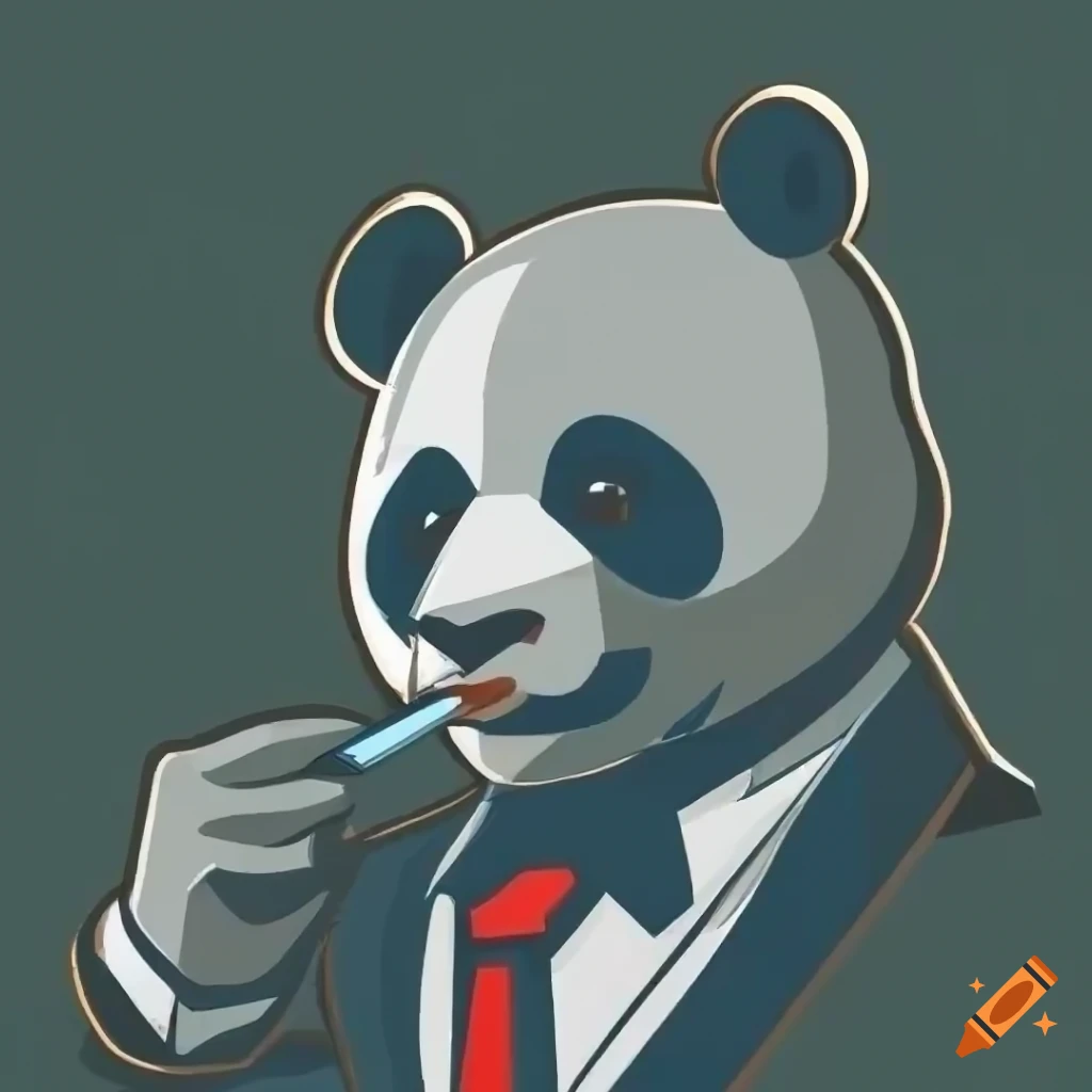 Panda in a suit with an e-sport logo style