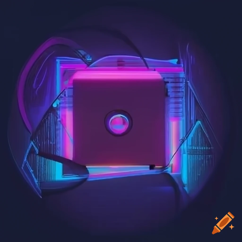 Floppy disk in a synthwave triangle on Craiyon