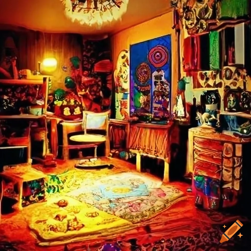 Bohemian-style colorful and eclectic hippie room