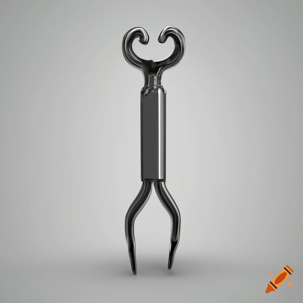 Silver grabber corkscrew game icon in 3D with studio lighting, side view