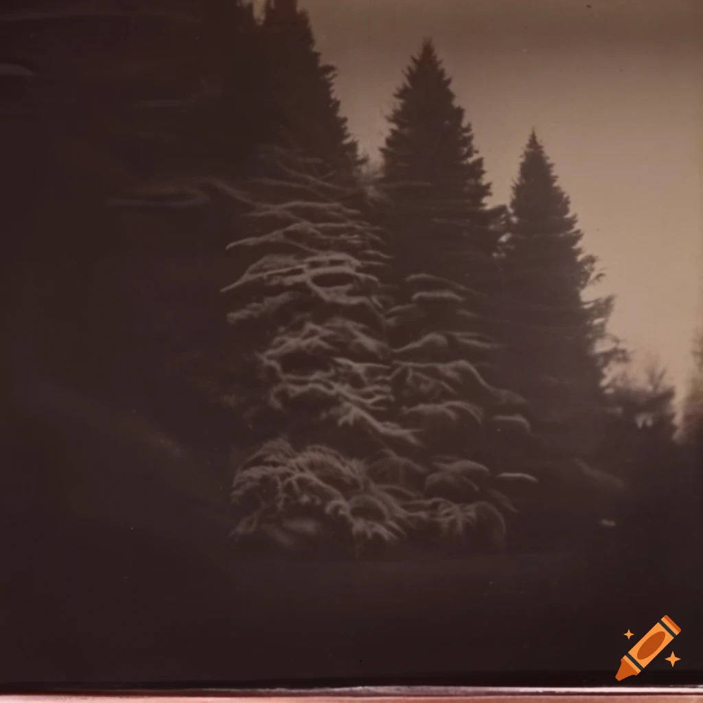 Vintage winter photos captured on 1970s polaroid in dark on Craiyon