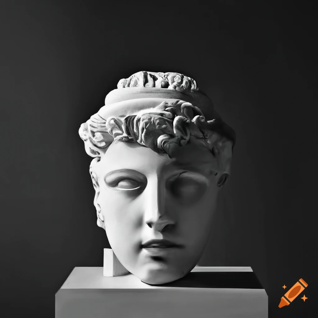 Film noir gangster movie with ancient greek marble sculptures at a