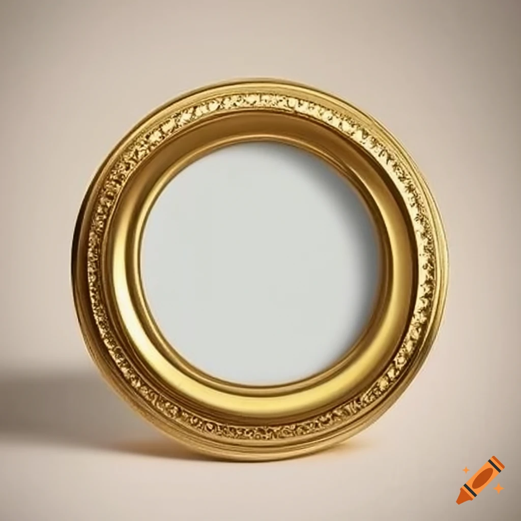 Small round gold picture frame on Craiyon