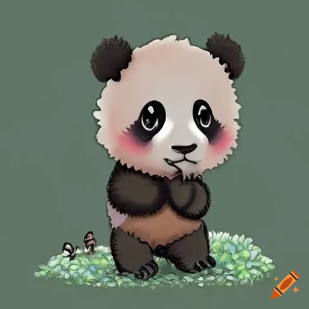 Vector illustration panda on the bamboo. Cute baby panda drawing. Tattoo  sketch. Stock Vector | Adobe Stock