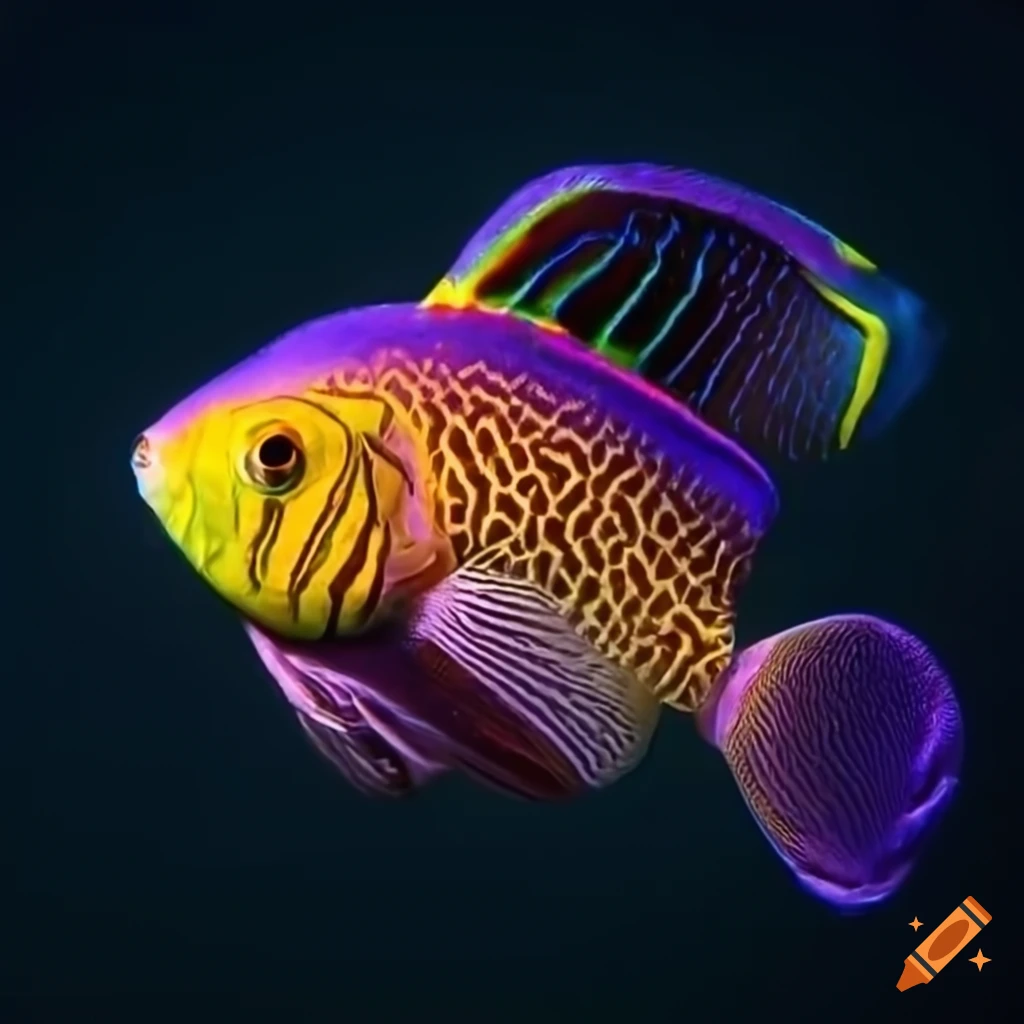 Group of exotic fish in mesmerizing underwater micro photography on Craiyon