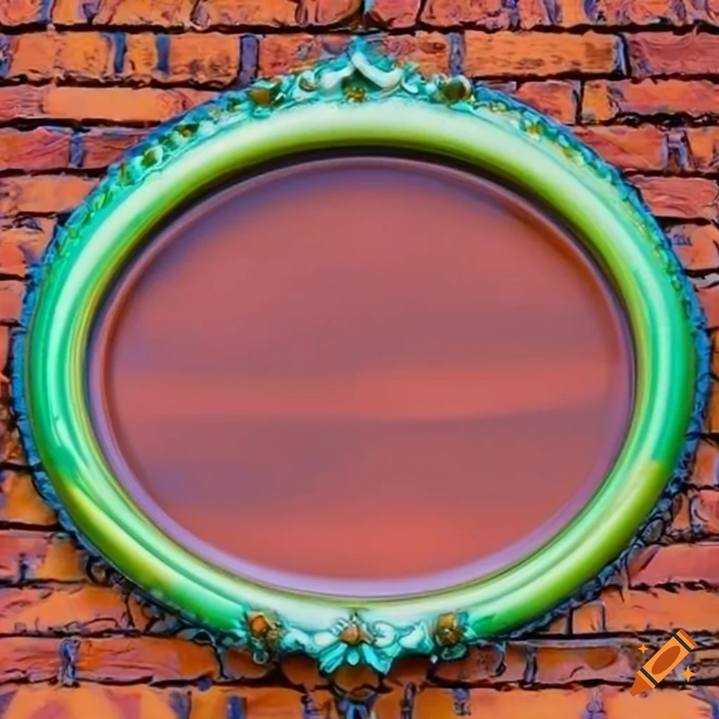 Colorful ornate oval picture frame on a wall on Craiyon