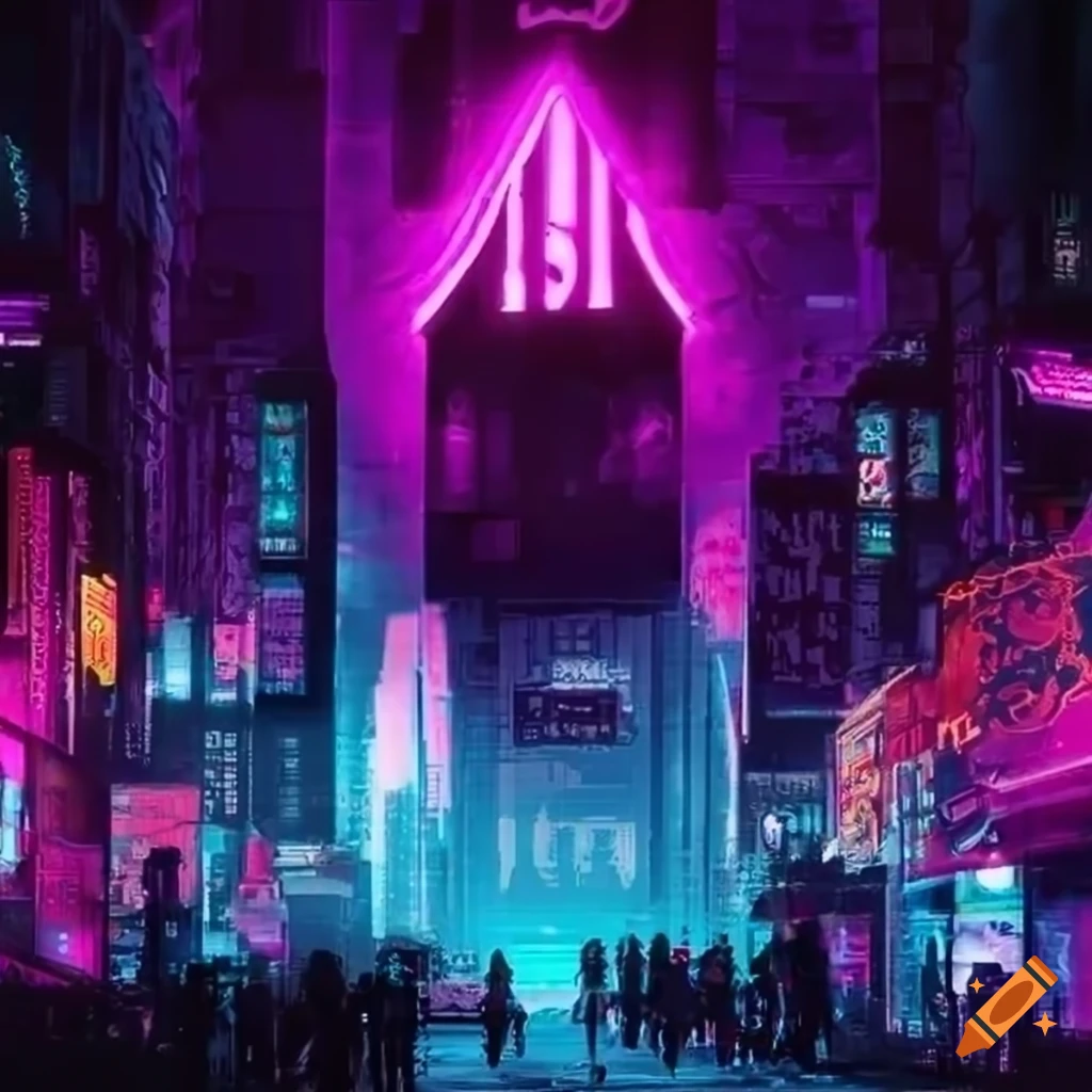 Iambuushh led banner lettering in a cyberpunk setting on Craiyon