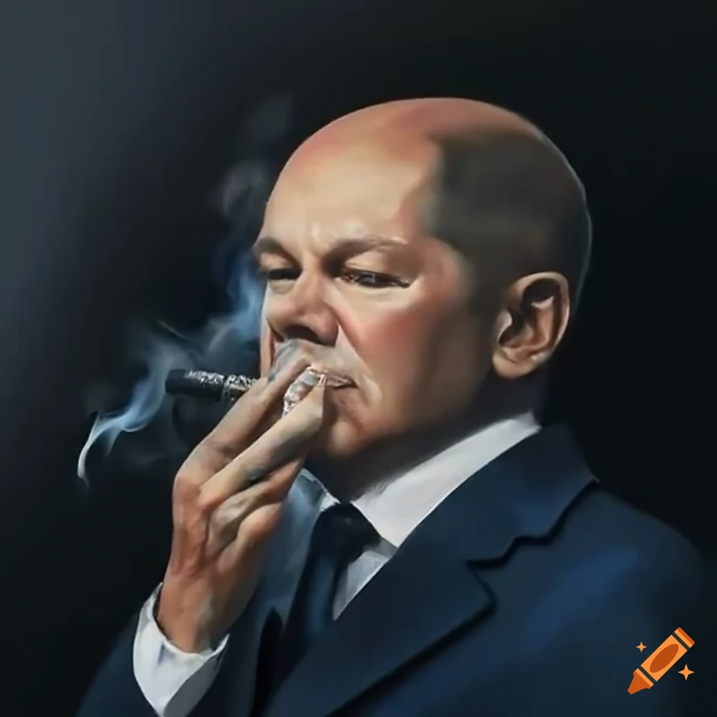 Olaf scholz in a graffiti style with a cigarette on Craiyon