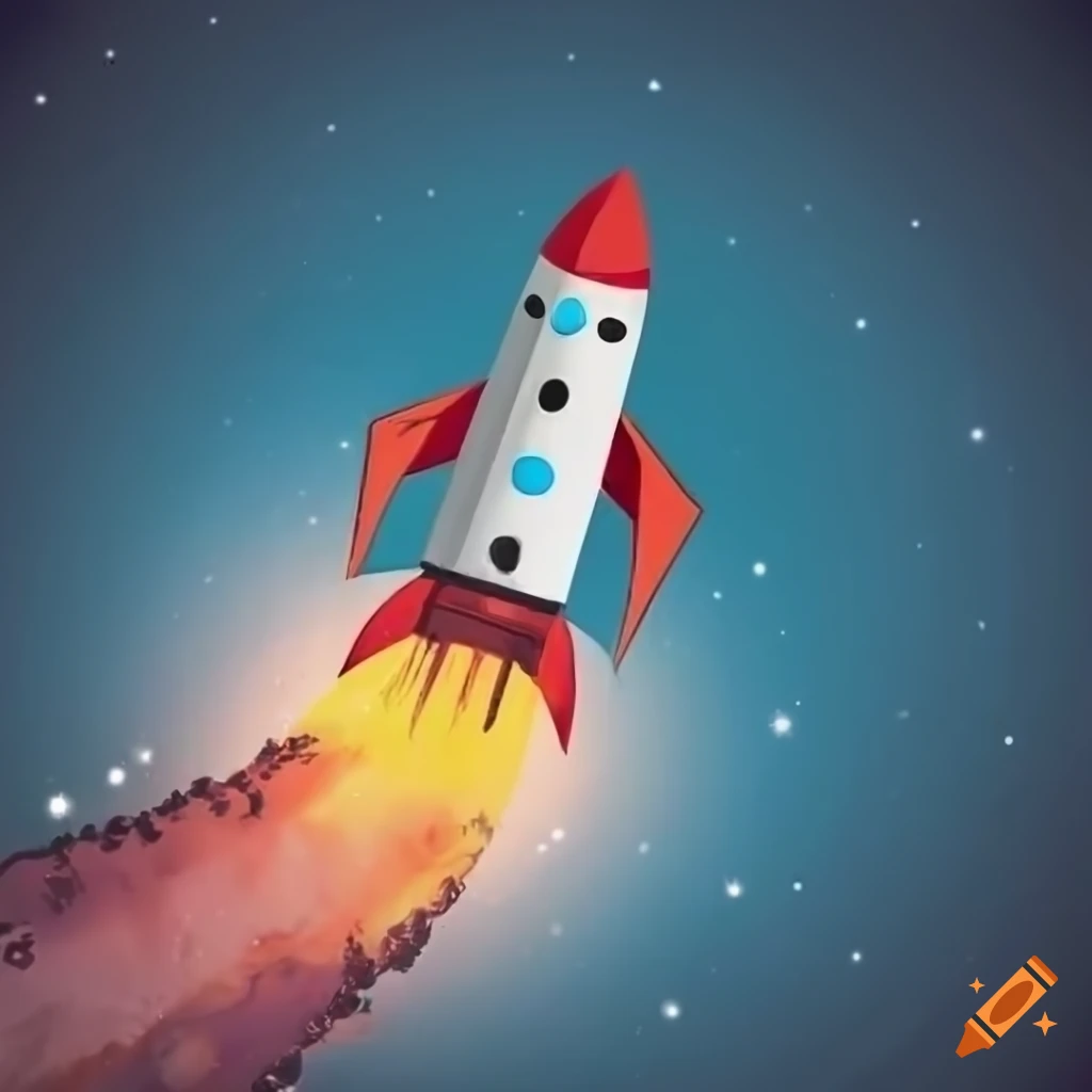 Rocket with space background