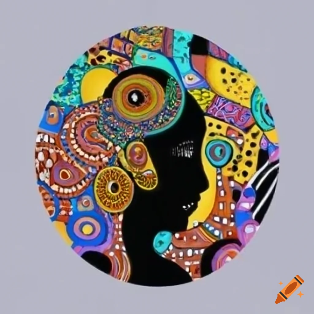 3D drawings of flat 3D pen with black and colorful doodle in Klimt, Aboriginal, and Kuba styles