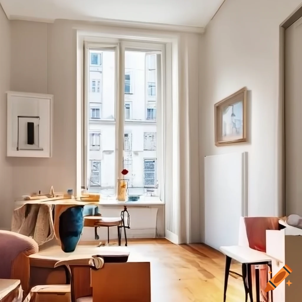Photo before and after of a Parisian apartment under renovation and painting
