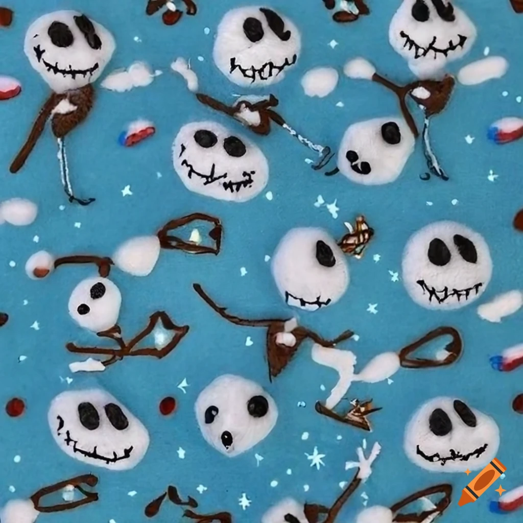 Needle felt jack skellington with spiral hill in retro 50s style on Craiyon