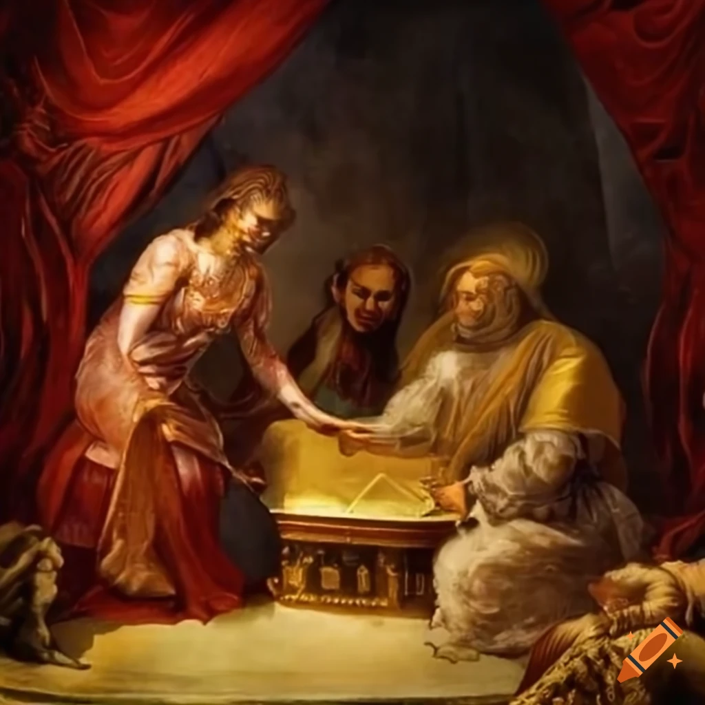 Biblical oracle with the ark of the covenant on Craiyon