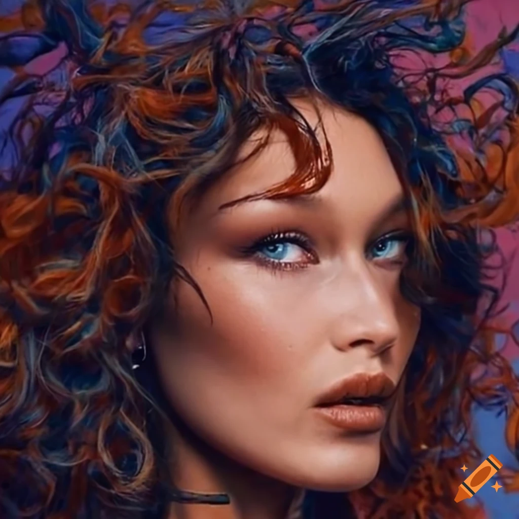 Artistic portrayal of Bella Hadid in the style of Monet