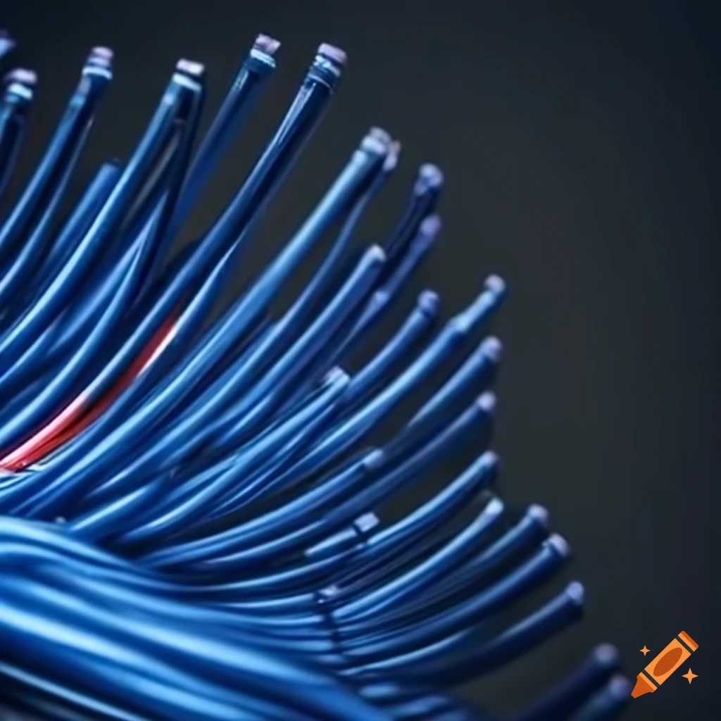 Closeup of twisted highdefinition optical fiber cables on Craiyon