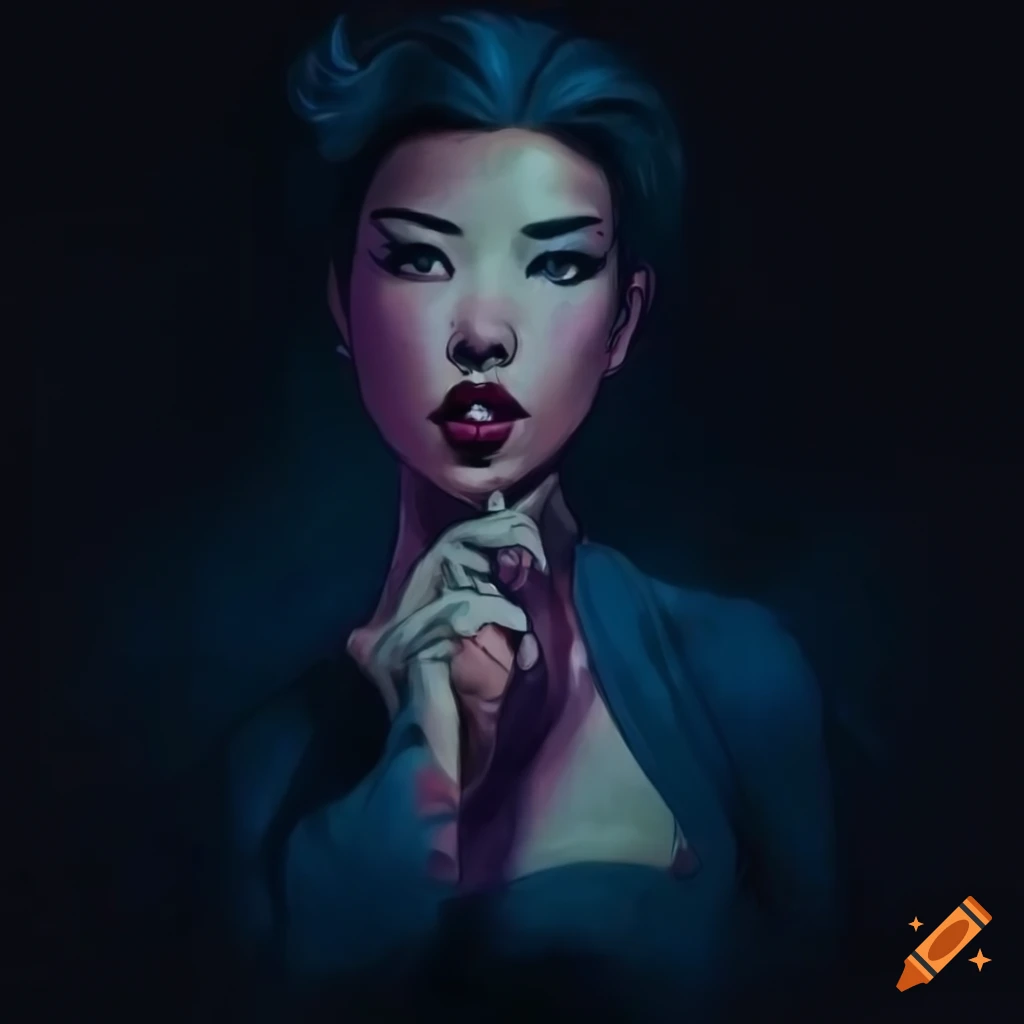 Stunning Asian pinup inspired graphic novel illustration