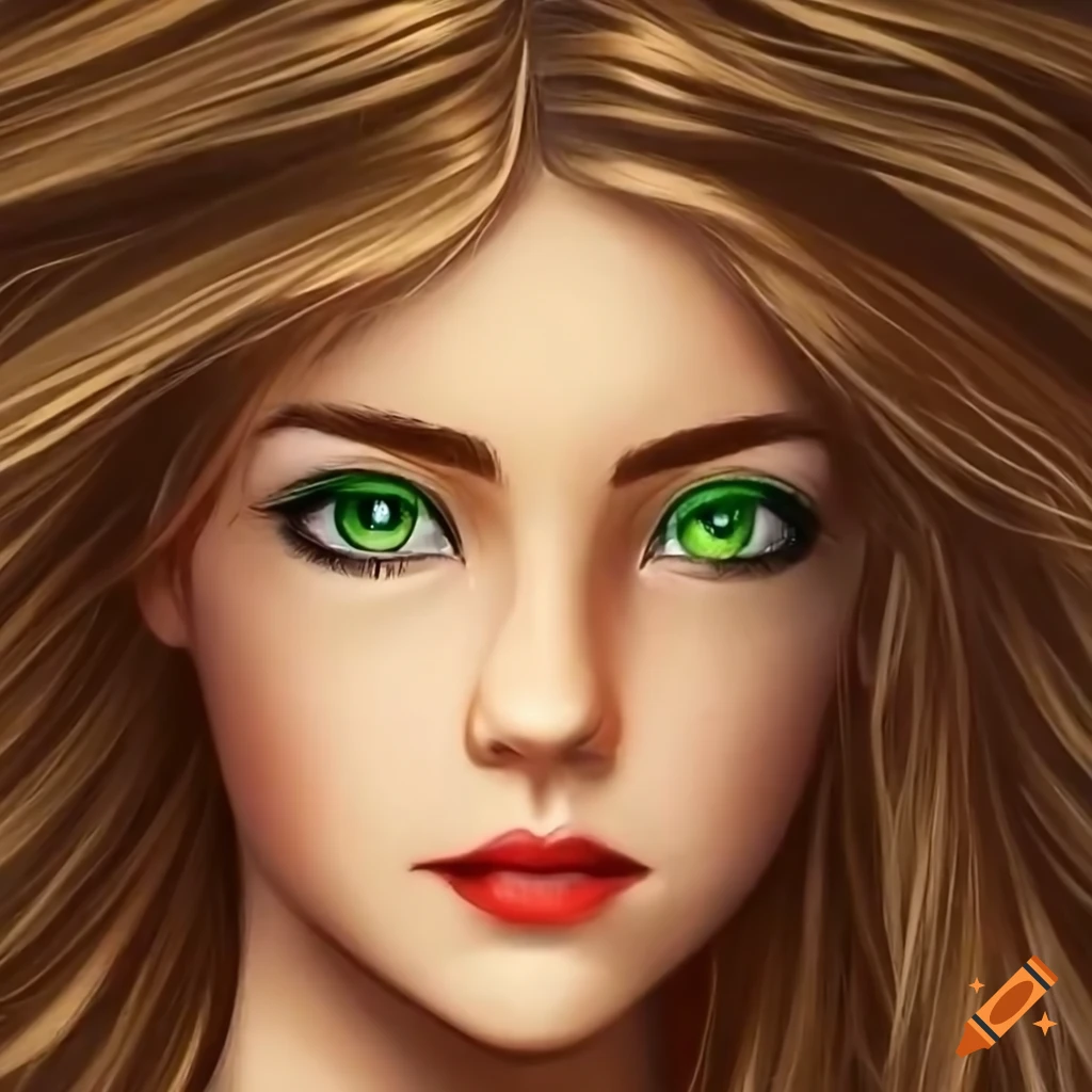 Beautiful girl with red hair and green eyes on Craiyon