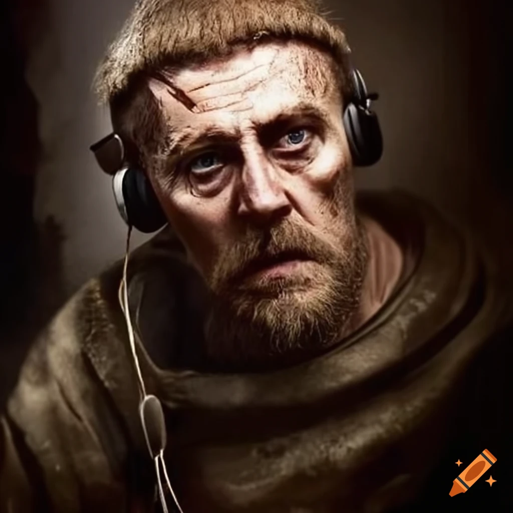 Macbeth wearing headphones