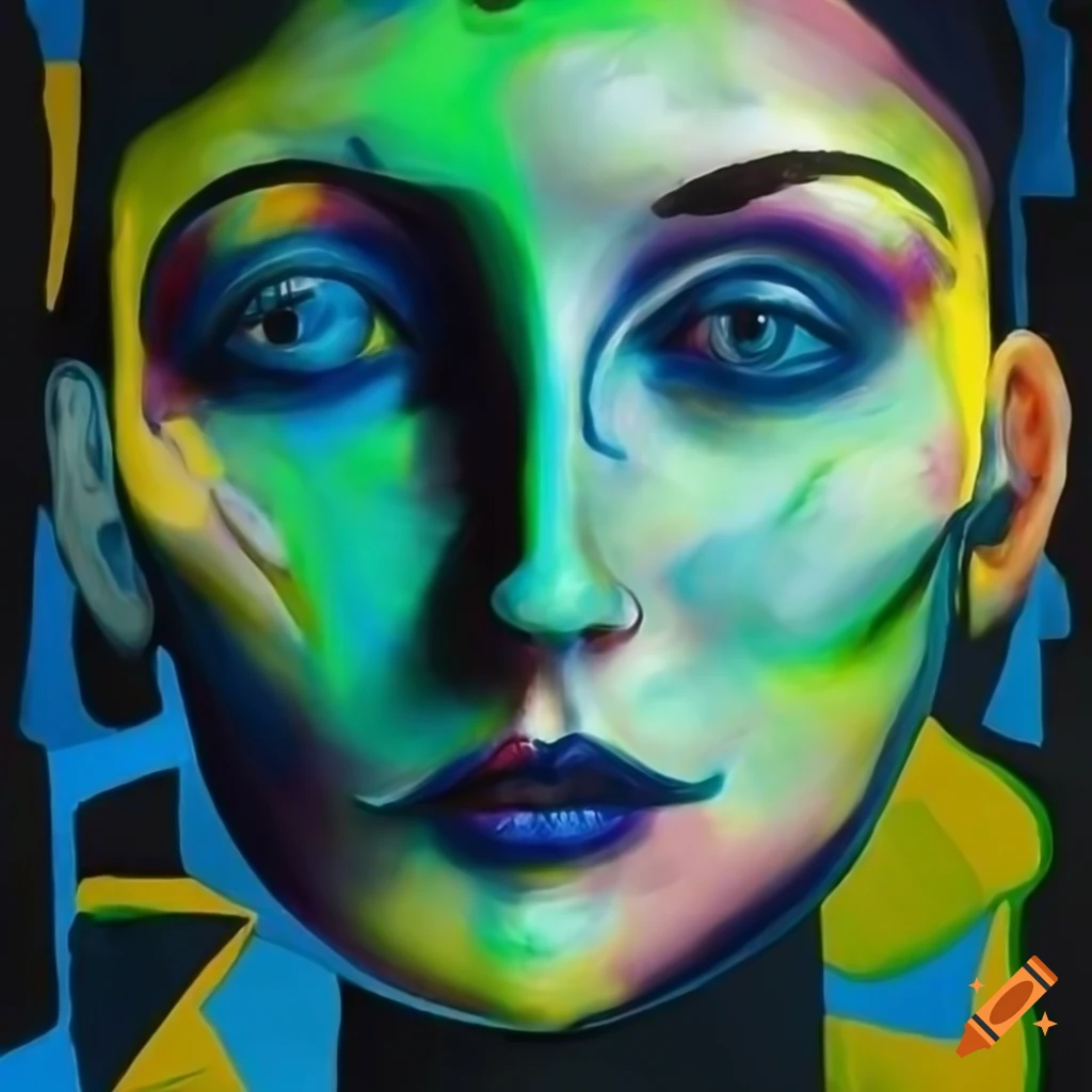 Woman in volumetric cubist and surrealist style with expressionist ...