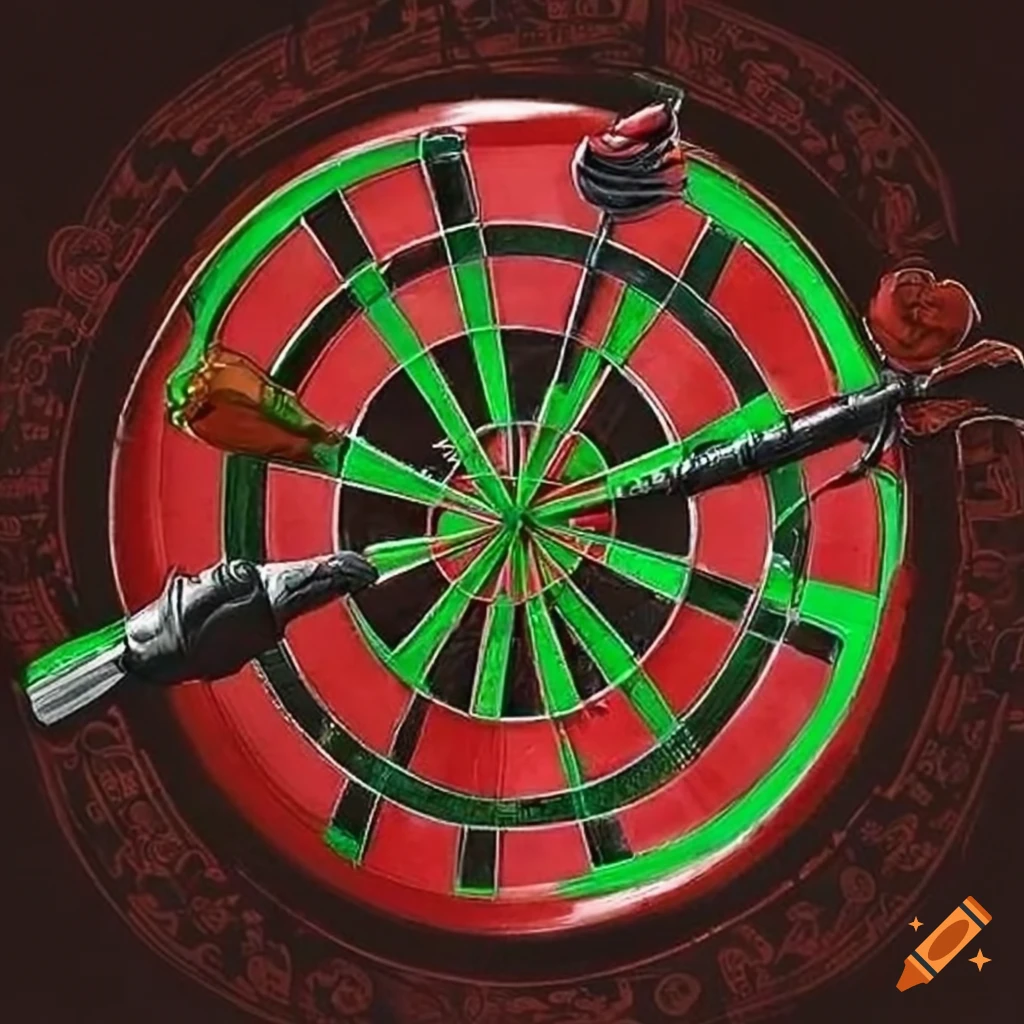 Target dart board with beer and darts for a tournament on Craiyon