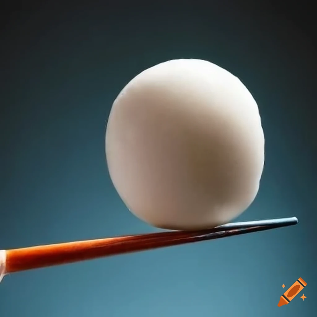 White fishball being held by chopsticks