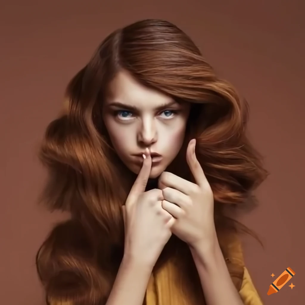 Person with brown hair giving a thumbs up