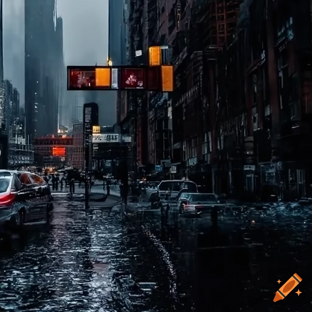 Rainfall in new york city in 4k resolution on Craiyon