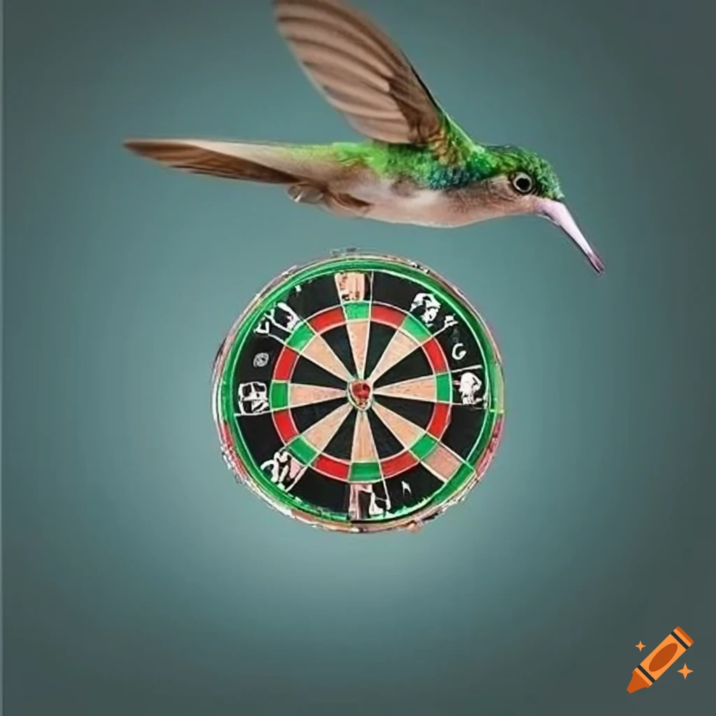 Dartboard with a hummingbird and its beak