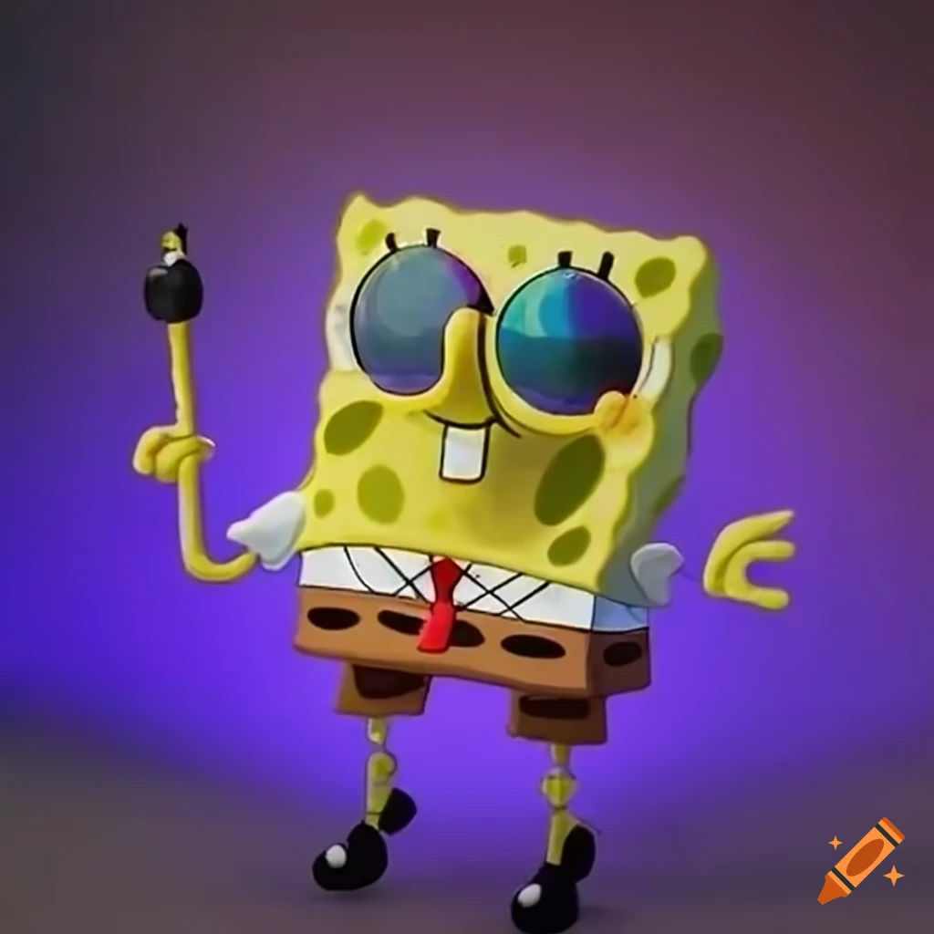 Spongebob SquarePants with sunglasses performing live concert for a ...