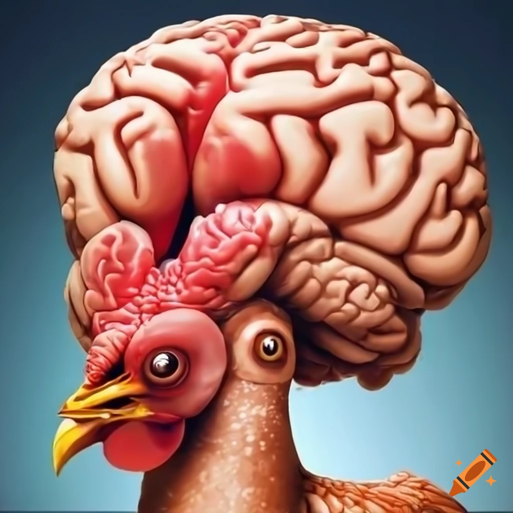 Smart chicken with a large brain on Craiyon