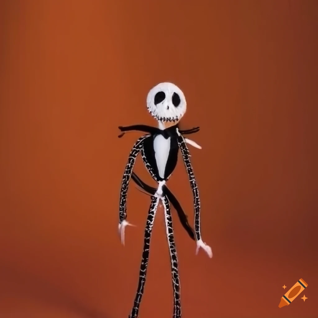 Needle felted jack skellington with spiral hill in a retro 50s style on Craiyon