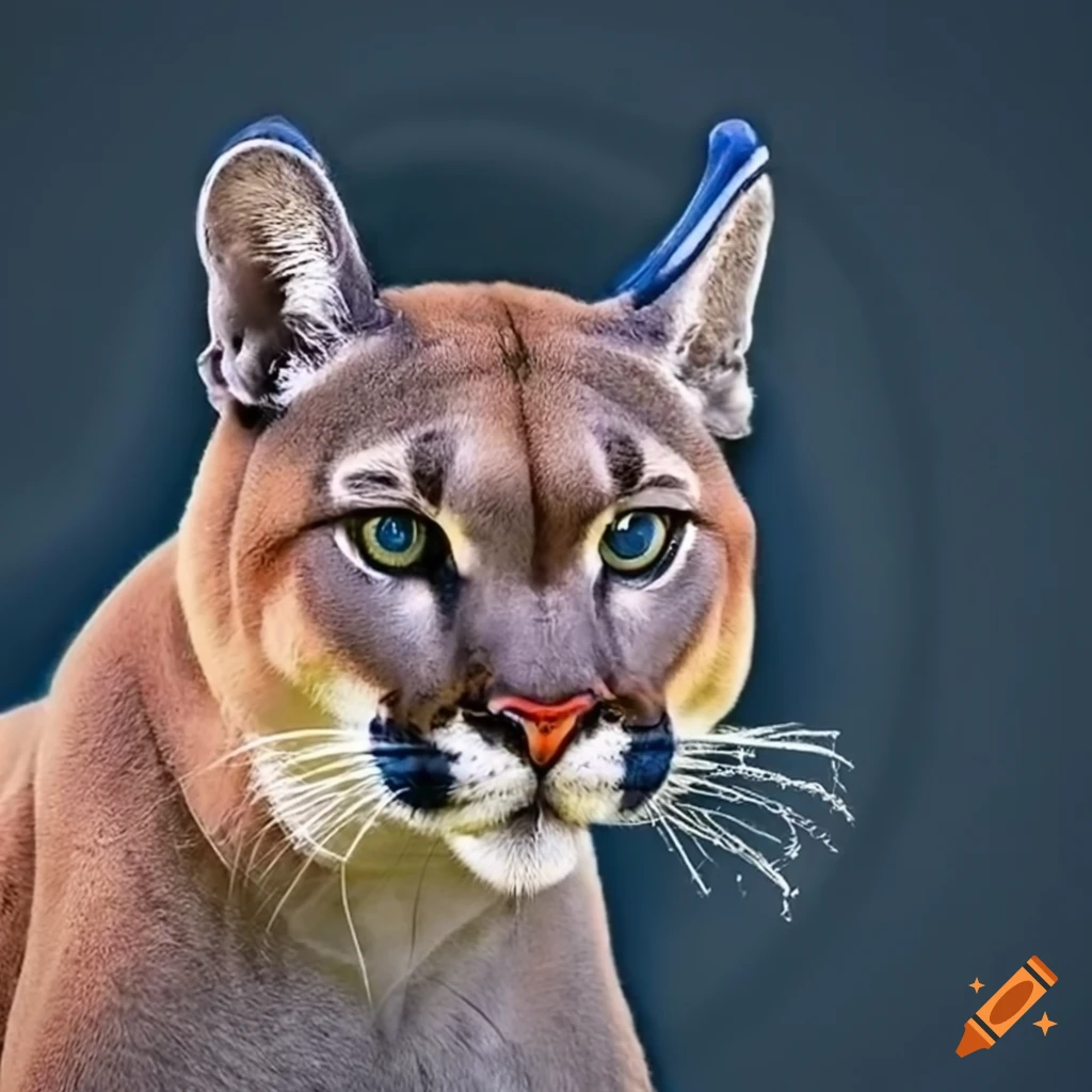 Cougar in navy and grey athletic wear dribbling a basketball