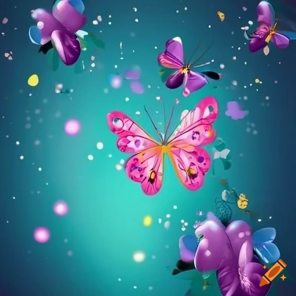 Colorful birthday party invitation with a butterfly theme